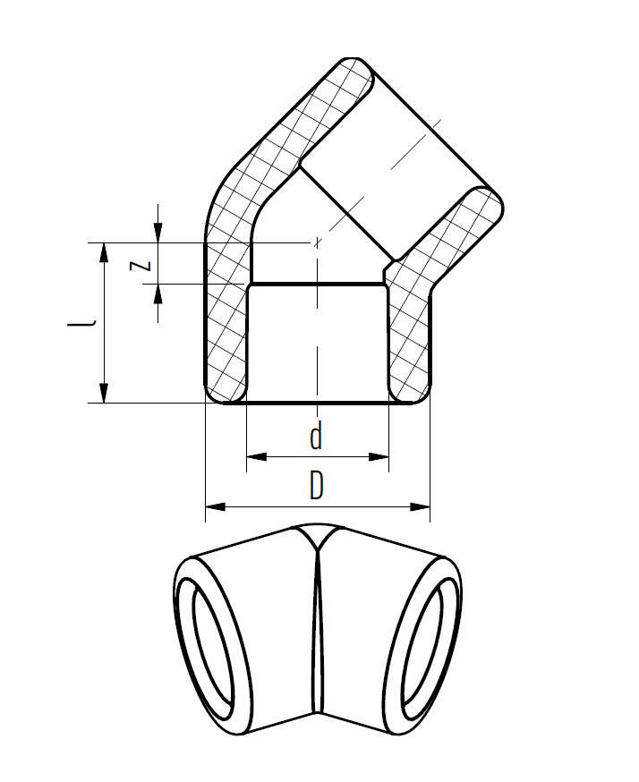 Coude 45° F/F (red)